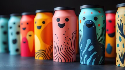 Whimsical, colorful packaging designs featuring ghosts, abstract shapes, and unique patterns for playful products