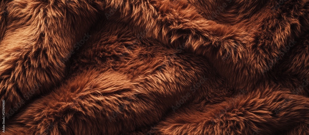 Poster warm brown faux fur texture with soft, plush strands layered in an intricate pattern, creating depth