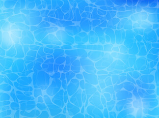 Light blue swimming pool water caustics ripple and flow with waves reflecting light
