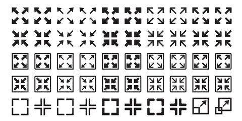 Full screen and exit full screen icon set