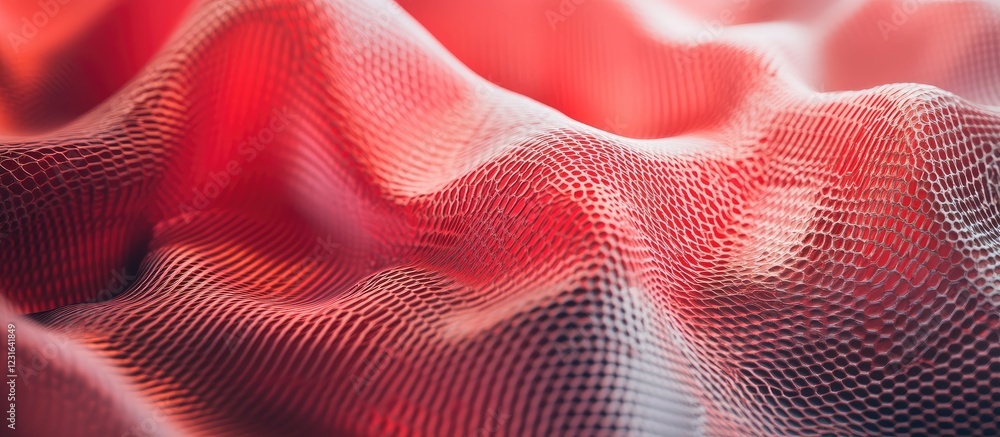 Poster red abstract wave patterns with dynamic shapes flowing across a soft gradient background showcasing 