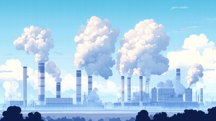 Illustration of Industrial Factory Emitting Thick Smoke Into the Sky Depicting Air Pollution  
