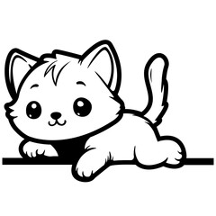 Obraz premium Cute Cat | Domestic Cat | Cute Kitten | Cat Lover | Peeking Cat | Fur Animal | Baby Little Kitten | Cat | Original Illustration | Vector and Clipart | Cutfile and Stencil
