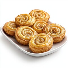 Freshly Baked Cinnamon Rolls on White Plate with Elegant Design
