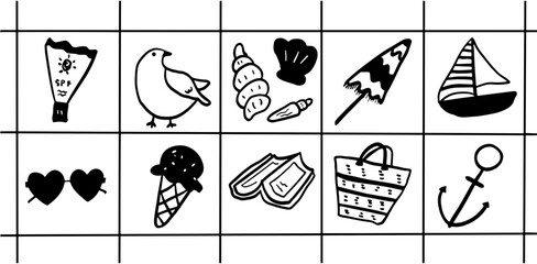 Coastal Bliss: A Minimalist Beach Illustration Set