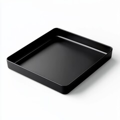 black modern tray with minimalist edges, centered on a clean white background