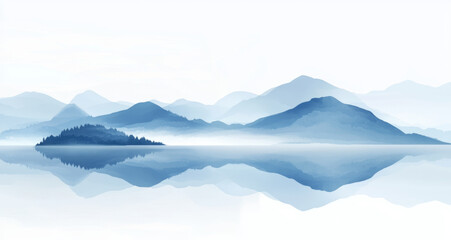 Quiet lake and mountain scenery