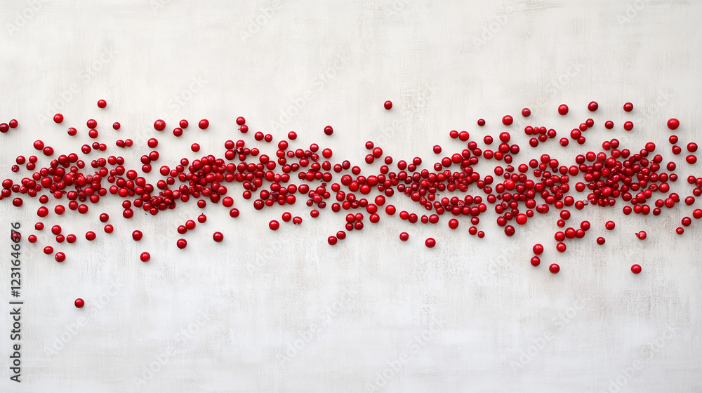 Poster red dots abstract: a minimalist composition with a stream of scattered red dots on a textured surfac