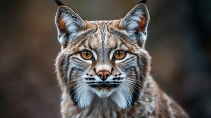 Close-up portrait of a lynx staring intensely at the camera.