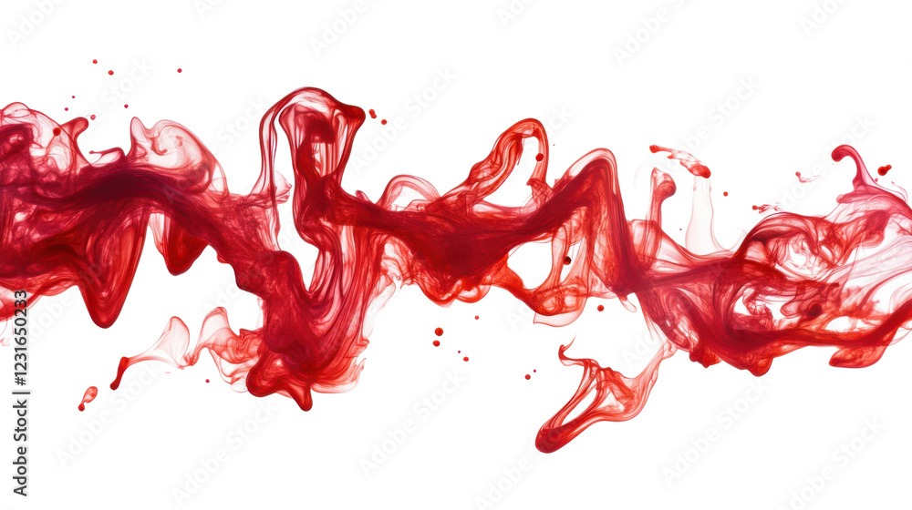 Aufkleber red ink flowing and dissolving in water with transparent background