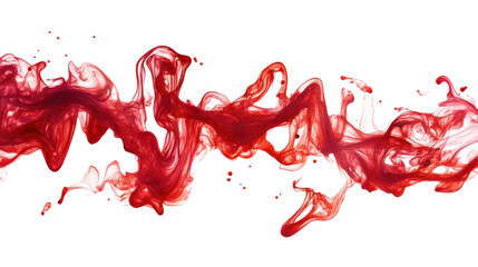 Red ink flowing and dissolving in water with transparent background