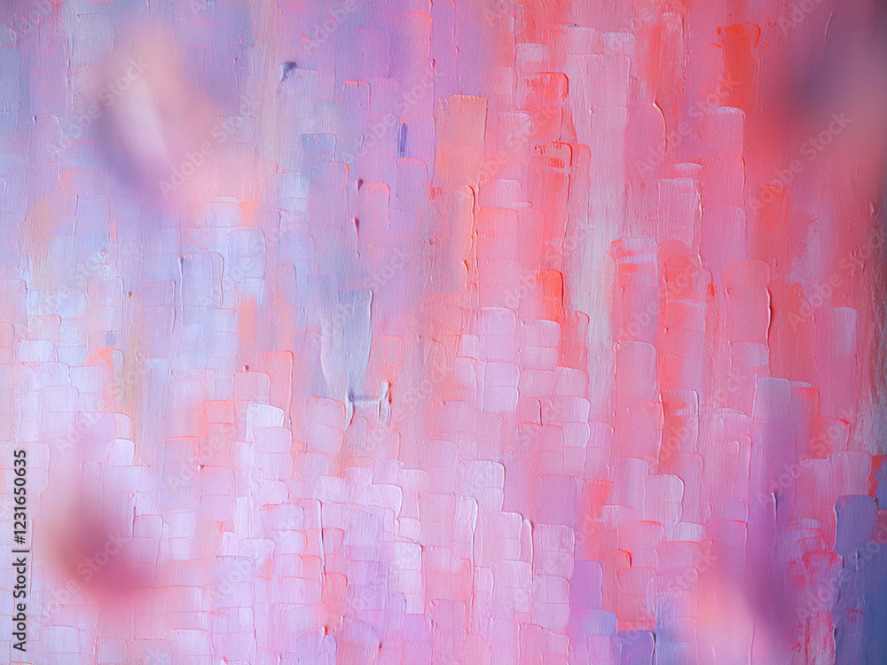 Poster abstract painting with soft pink tones and textured brushstrokes creating a sense of movement and de