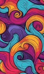 Fototapeta premium Vibrant Swirls Abstract Colorful Wave Pattern Background