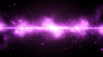Obraz premium Purple Galaxy Horizontal Composition, Sparkling Stars, Cosmic Energy, Abstract Background. Space, Nebula