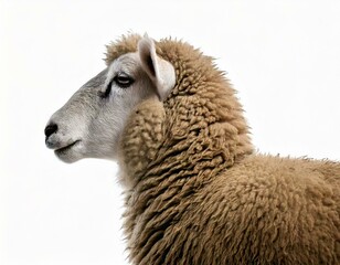 Obraz premium Rear view of a Sheep looking away against white background