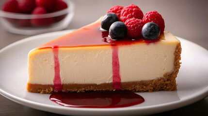 Beautifully Plated New York Style Cheesecake with Fresh Berries