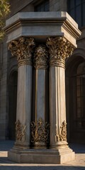 Fototapeta premium A vintage royal pillar with intricate detailing, symbolizing strength, elegance, and regal heritage. This majestic architectural piece exudes timeless grandeur and historical prestige.