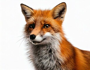 Fototapeta premium Red Fox, Vulpes vulpes, 4 years old, in front of white background