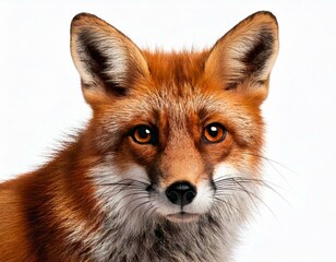 Fototapeta premium Red Fox, Vulpes vulpes, 4 years old, in front of white background