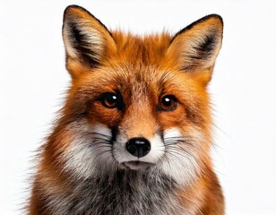 Fototapeta premium Red Fox, Vulpes vulpes, 4 years old, in front of white background