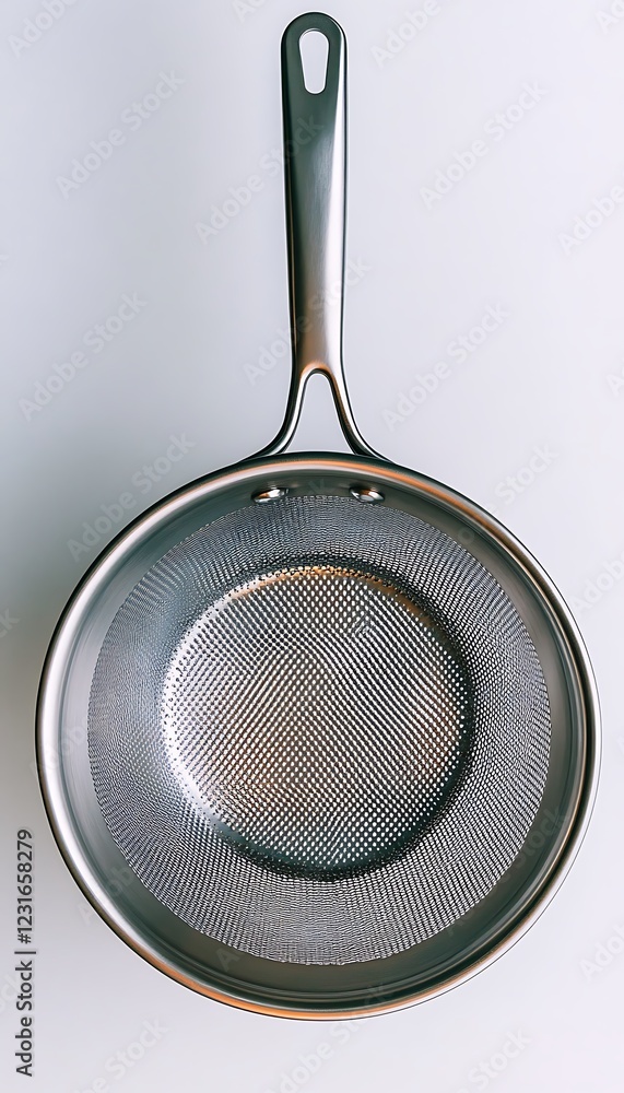 Wall mural Steel pan, overhead view, white background, cooking