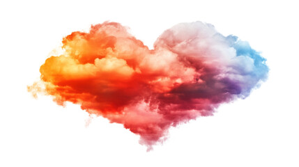 Colorful heart-shaped cloud floating on transparent background