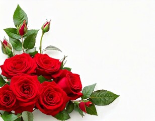 Fototapeta premium Red rose flowers in a corner floral arrangement isolated on white