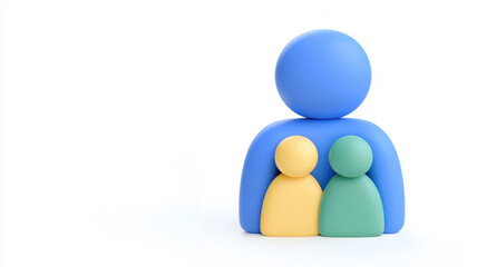 A colorful representation of a family figure, featuring abstract shapes to symbolize a parent and two children in a simplistic style.