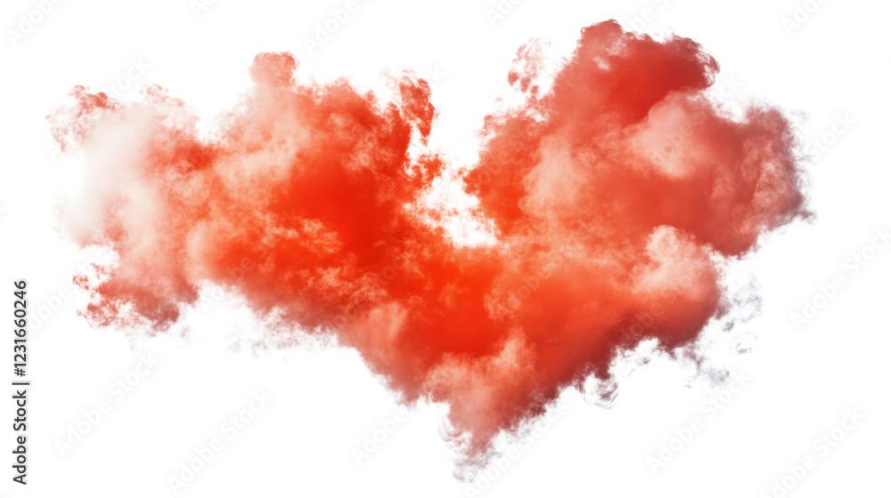 Poster red heart shaped cloud is floating with transparent background