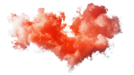 Red heart shaped cloud is floating with transparent background