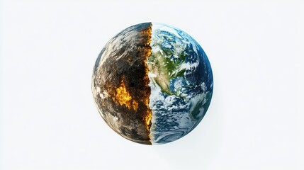 Earth Divided: Half Burnt and Polluted, Half Lush and Healthy, a stark climate warning