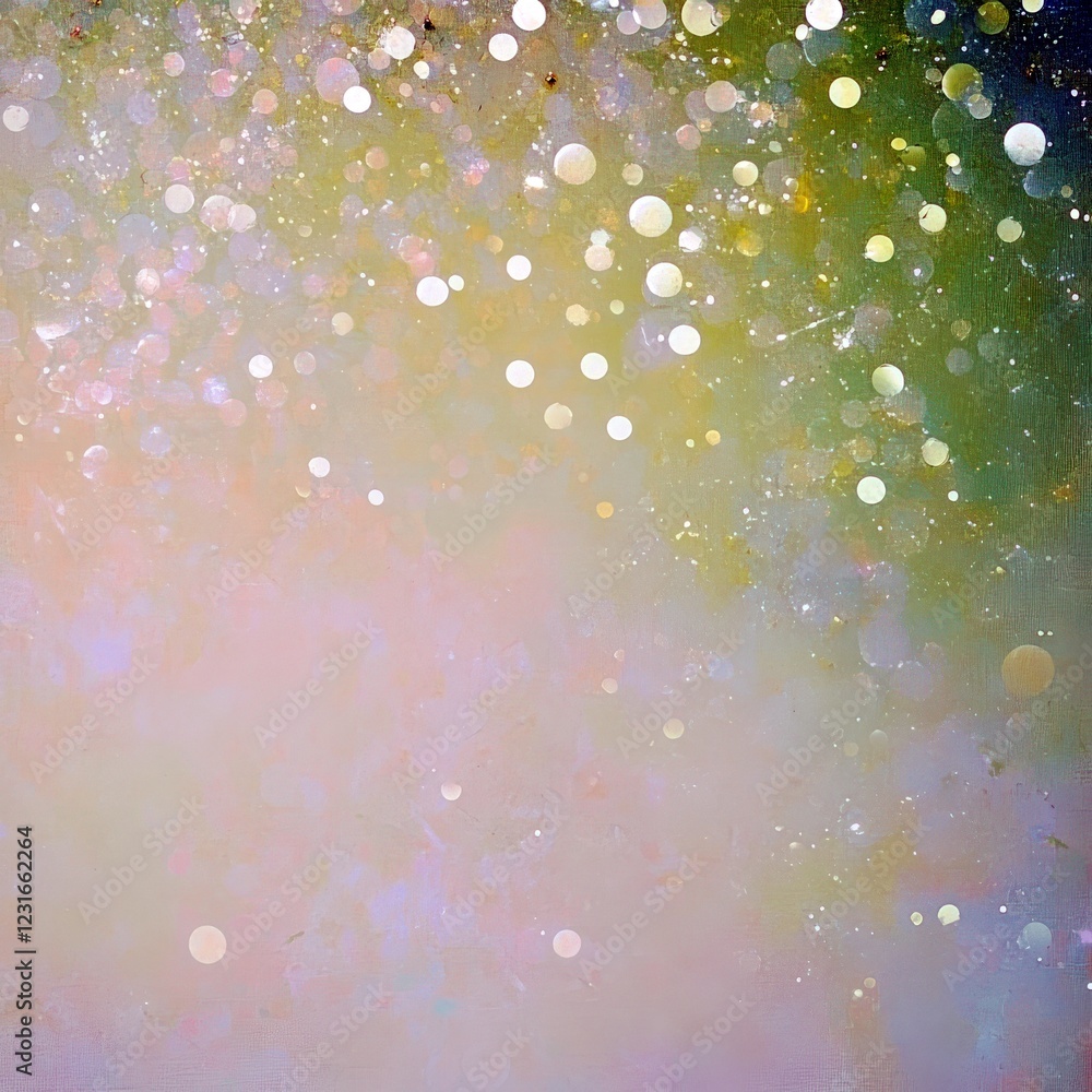 Poster abstract soft watercolor background with circles and bokeh effects creating a dreamy and ethereal at