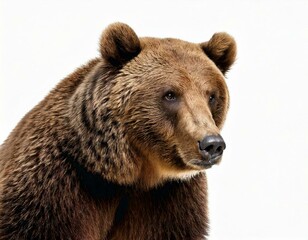 Fototapeta premium Siberian Brown Bear, 12 years old, standing upright against white