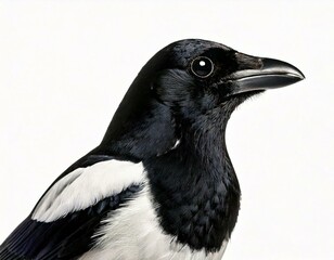Fototapeta premium Side view of a Common Magpie, Pica pica, isolated on white 