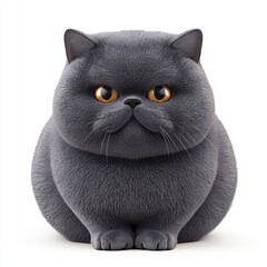 British Shorthair cat with a plush blue-gray coat and a round face, centered on a clean white background