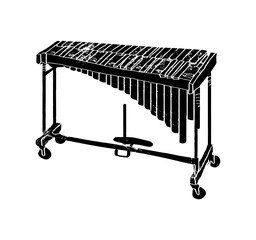 Vibraphone for jazz and blues isolated on white background. Textured illustration of music festival instrument in yellow color used for music poster, magazine, tickets.