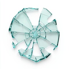 cartoon-style broken glass effect with a spiderweb crack pattern, placed on a bright white background