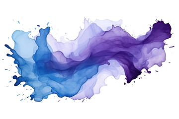 purple blue watercolor stain isolated on white or transparent png