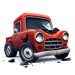 Cartoon-style fender bender with exaggerated crash effects, isolated on a clean white background
