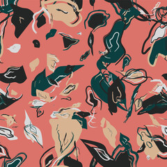 Floral brush strokes seamless pattern design for fashion textiles, graphics, backgrounds and crafts