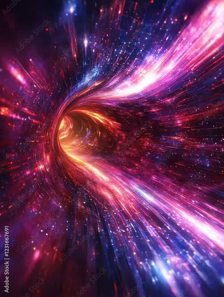 Poster cosmic vortex phenomenon outer space digital artwork sci-fi environment frontal view time travel con