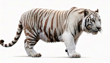 Obraz premium Generated image Strong white tiger walking, isolated on white background