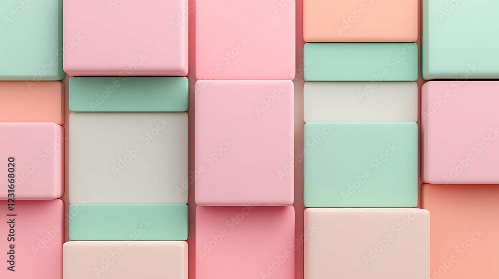 Aufkleber abstract composition of colorful square blocks in soft pastel shades for creative use in design proj