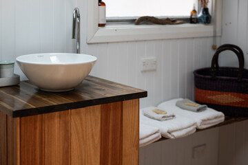 white timber bathroom vanity bright tap sink vanity