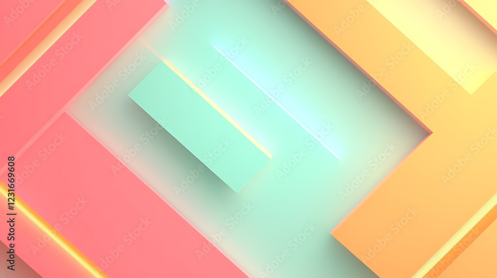 Poster abstract geometric shapes with vibrant colors and smooth gradients creating a modern digital backgro