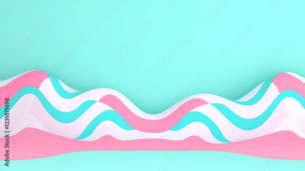 Poster abstract waves in pastel colors with smooth curves and dynamic flowing shapes on a soft background