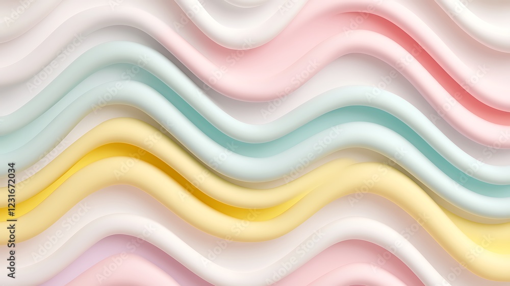Poster abstract wavy pattern design with soft pastel colors in gentle flowing textures for modern backgroun