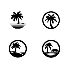 palm tree vector logo icon illustration silhouette bundle