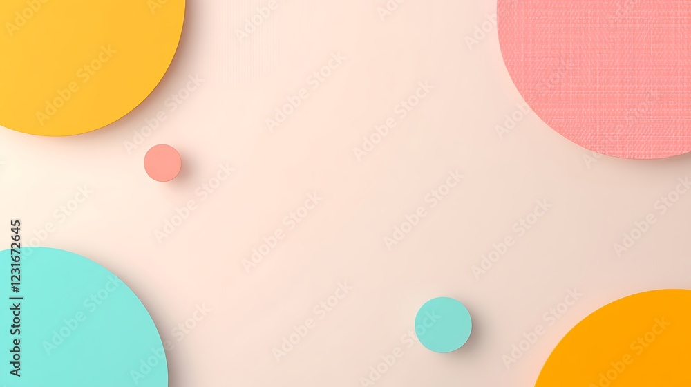 Poster bright and playful geometric shapes on a soft pastel background creating a vibrant and modern design