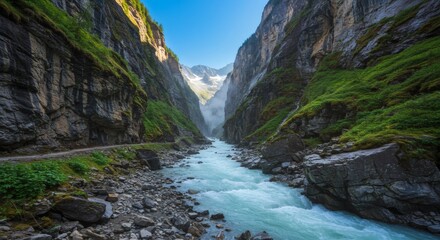 Obraz premium Stunning Mountain River Gorge Landscape Photography